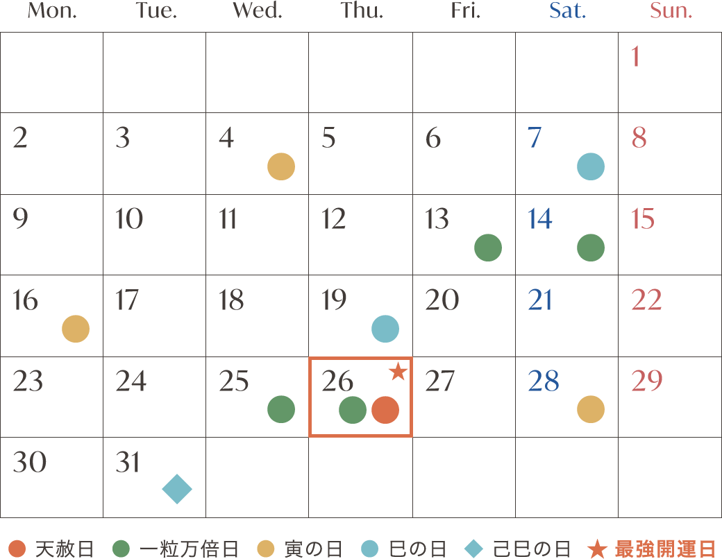 12月の開運日