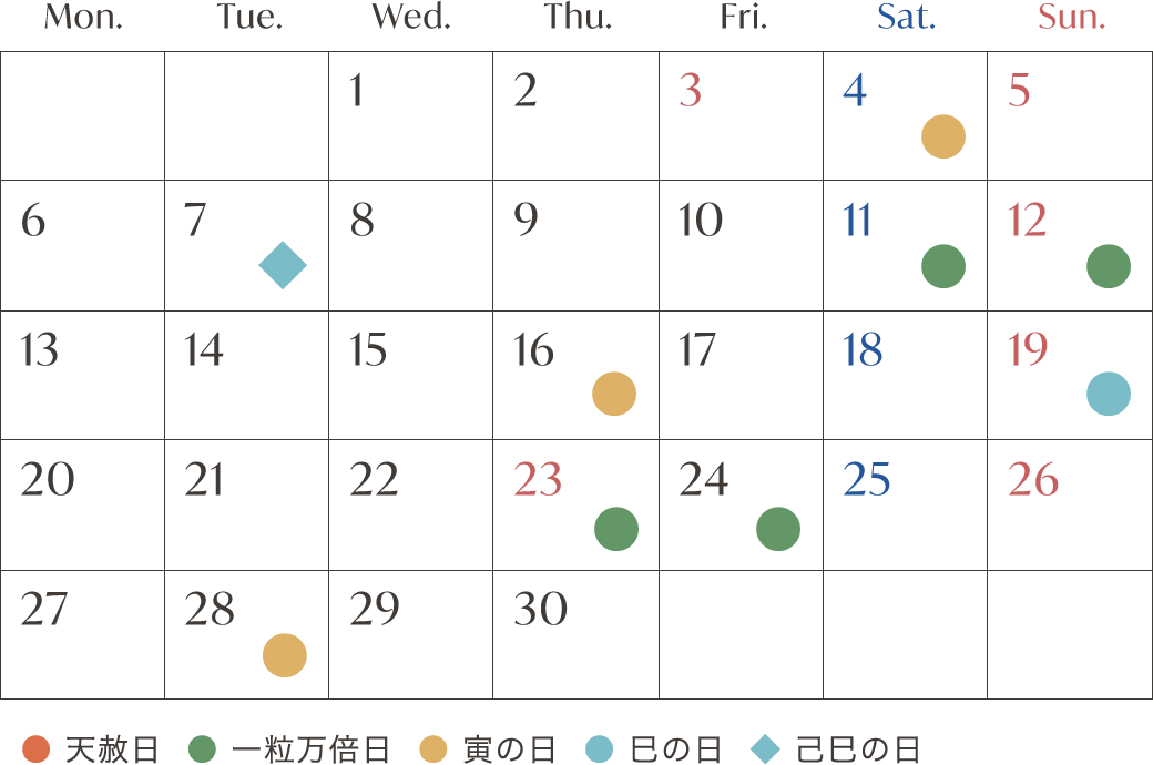 11月の開運日